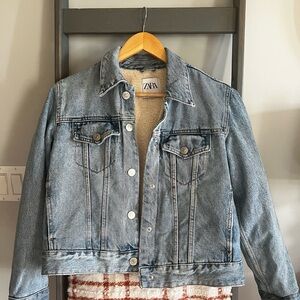 Zara Blue Denim Jacket with Cream Lining
